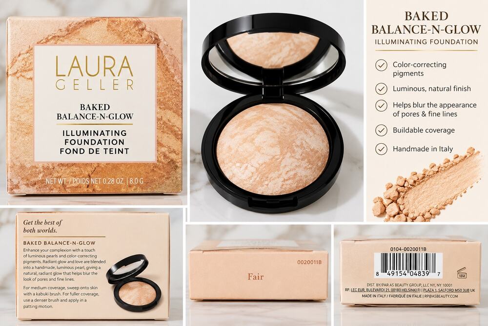 Laura Geller Baked Balance-N-Glow Illuminating Foundation Fair 0.28 oz New